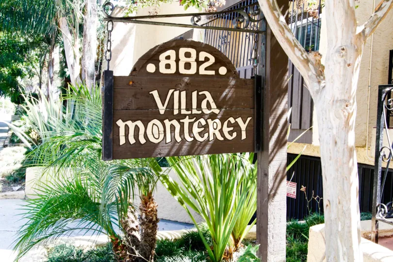 The sign welcoming you to the Villa Monterey in Inglewood