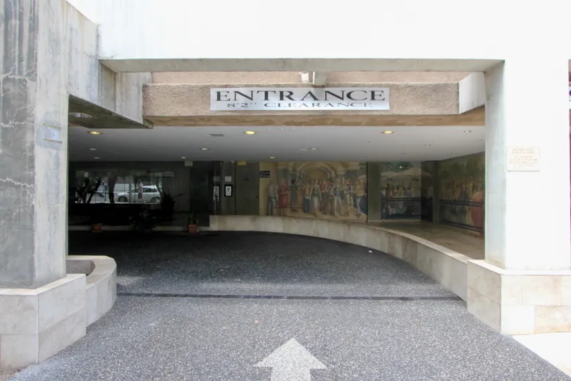 A beautiful mural painted in the entrance outside of Barcelona Tower.