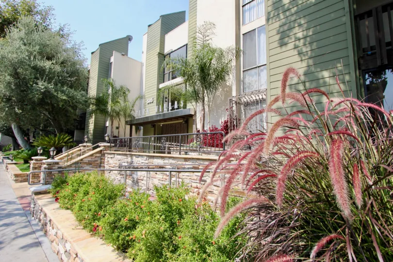 This three story residency has some beautiful landscaping.