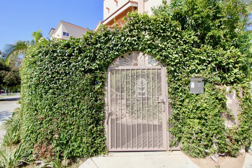 Side gate of Shatto Villas in Koreatown California