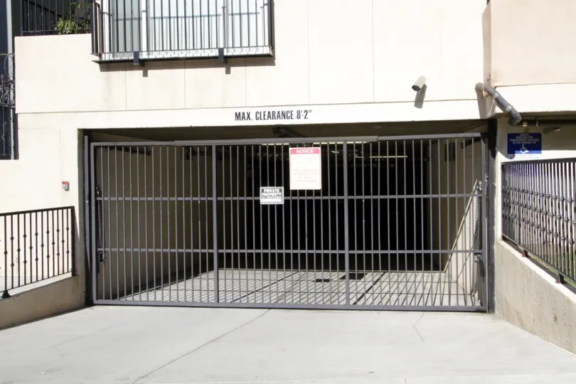 The two car gate entrance to the parking area of St Andrews Villa