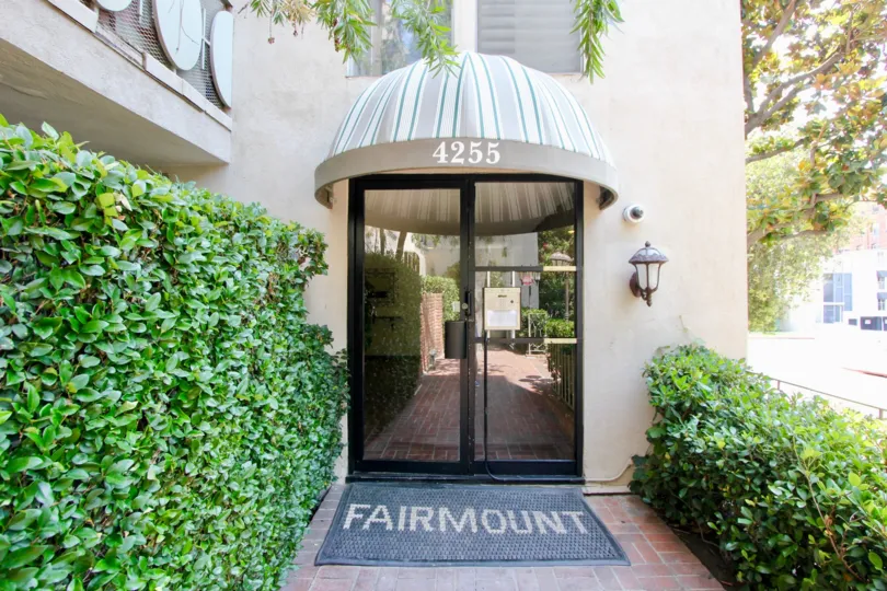 The entryway of The Fairmount Building in Koreatown, California.