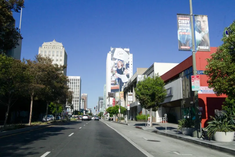 A street view of the shops that line the street towards The Mercury