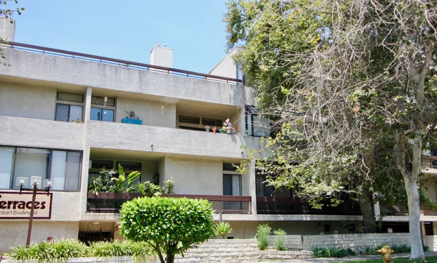 Sunny day at The Terrace Community in Koreatown, California