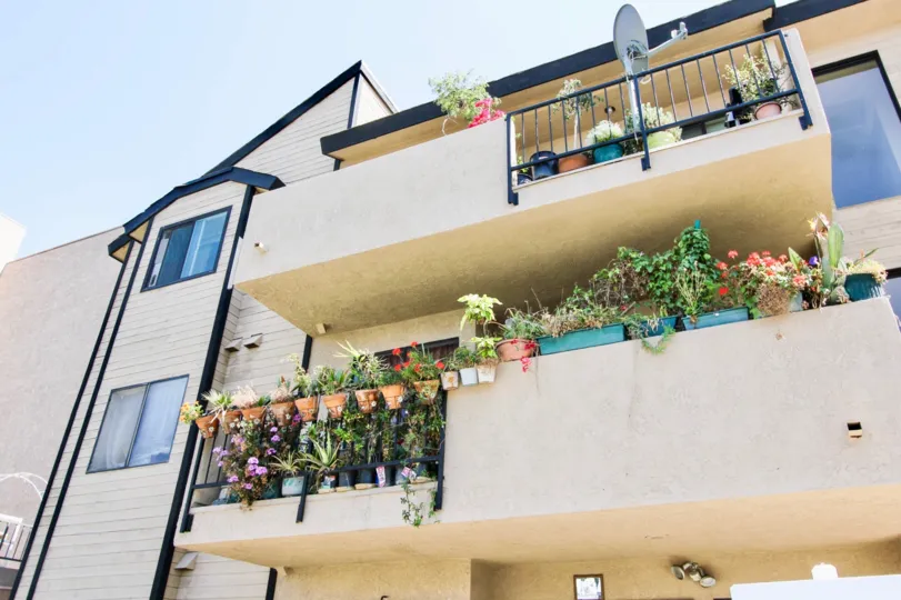 The balconies at 1140 Pacific Ave in Long Beach, California