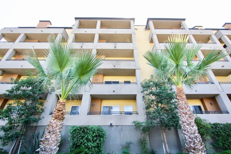 The balconies at 838 Pine in Long Beach, California