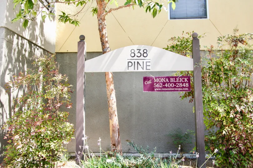 The sign announcing 838 Pine