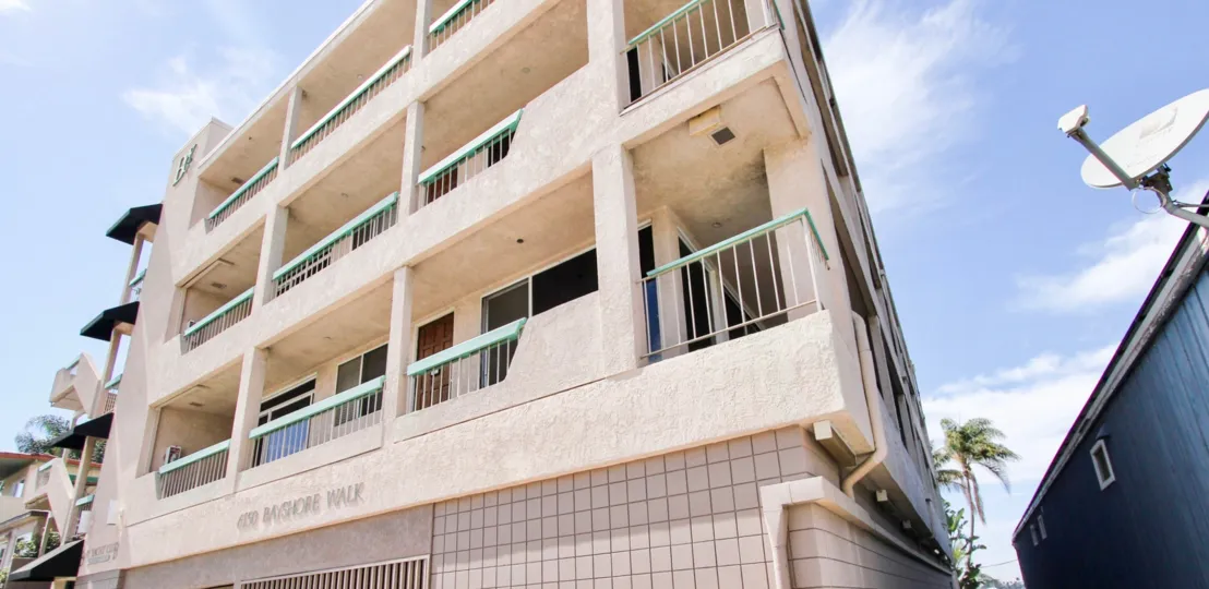 The balconies at the Bay Yacht Club