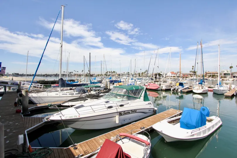 The boats docked at the Bay Yacht Club