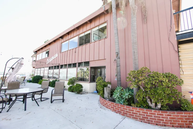 The large windows in the Bay Yacht Club in Long Beach, California