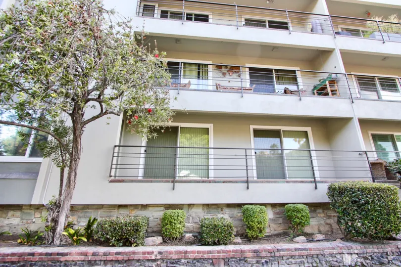 The bushes outside of the Beach Park Condos in Long Beach, California