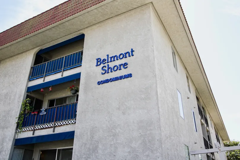 The letters on the building at Belmont Shore Condominiums