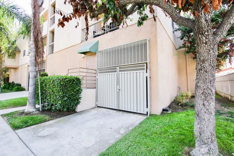 The driveway in the rear of the Belmont Villas building