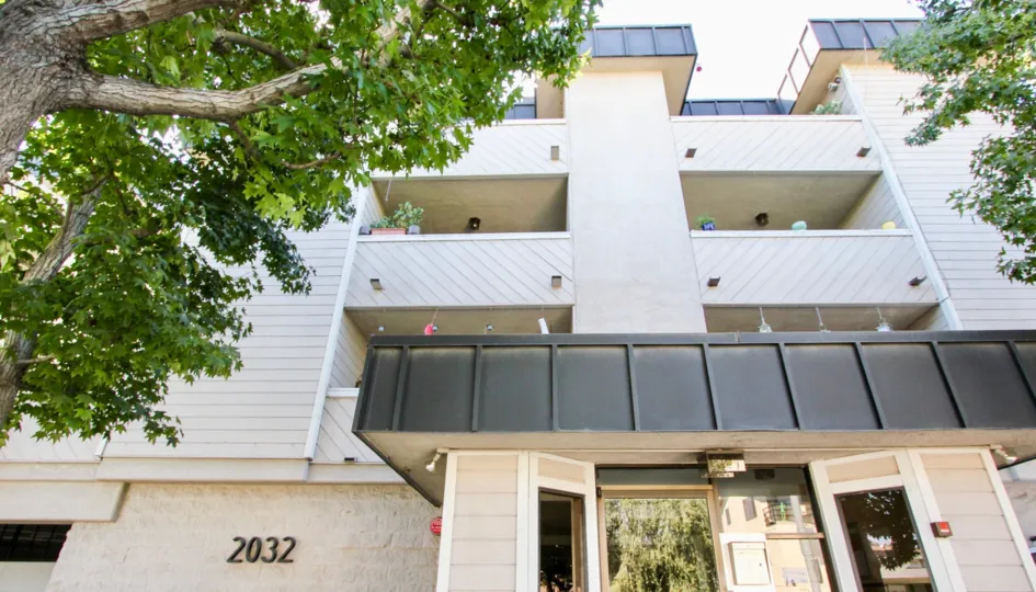 The balconies seen at the Bermuda Street Condominiums in Long Beach, California
