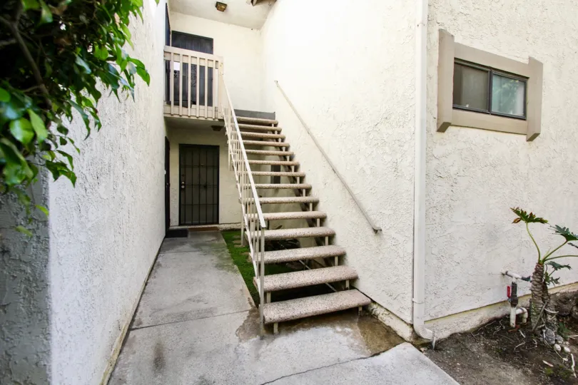 The stairs leading up to units at Bixby Knoll