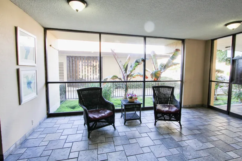 The chairs in the foyer of Bixby Terrace in Long Beach, California