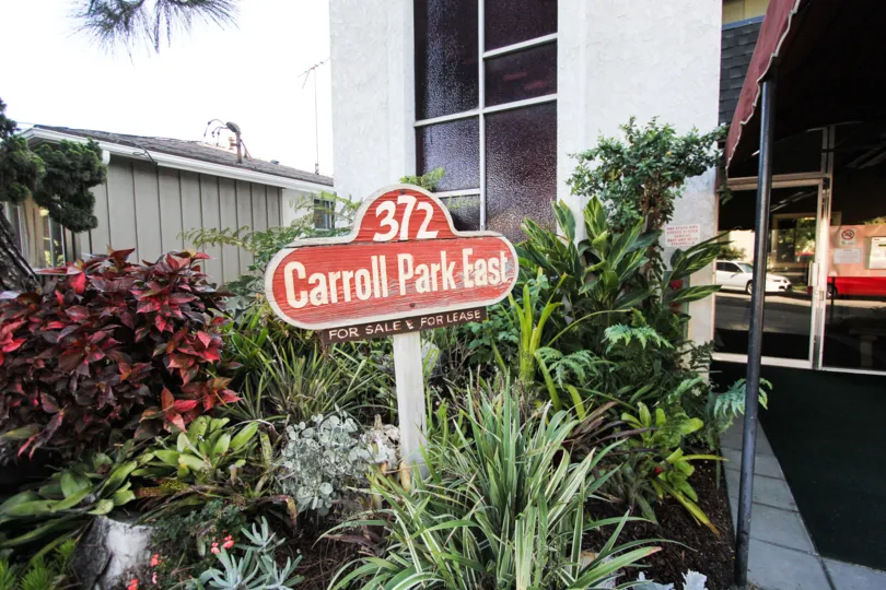 The sign into Carroll Park East