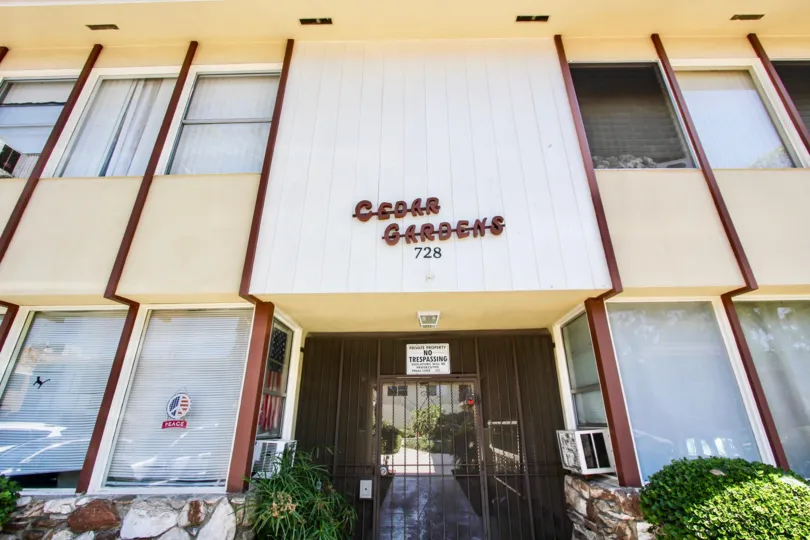 The entrance into Cedar Gardens