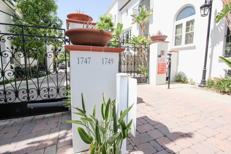 The address seen at Cienega Townhomes in Long Beach, California