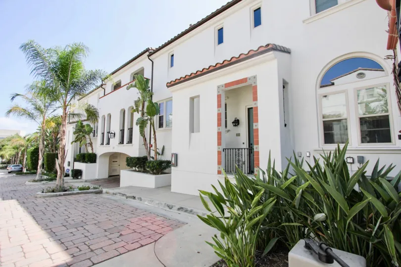 The walkway up to Cienega Townhomes