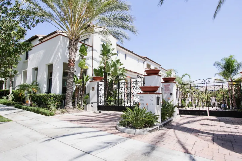 The gated entrance into Cienega Townhomes