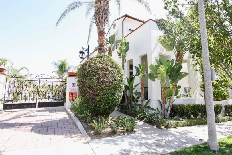 The sidewalk up to Cienega Townhome