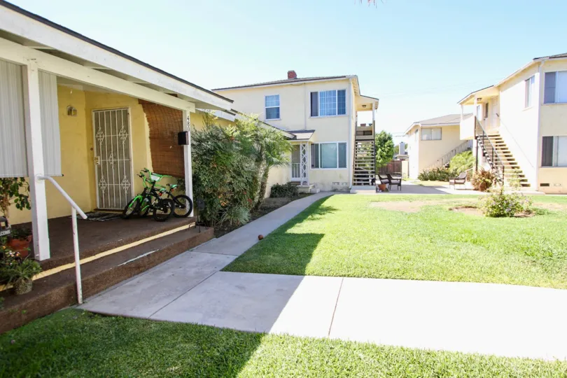 The sidewalk around Clark Avenue Villas