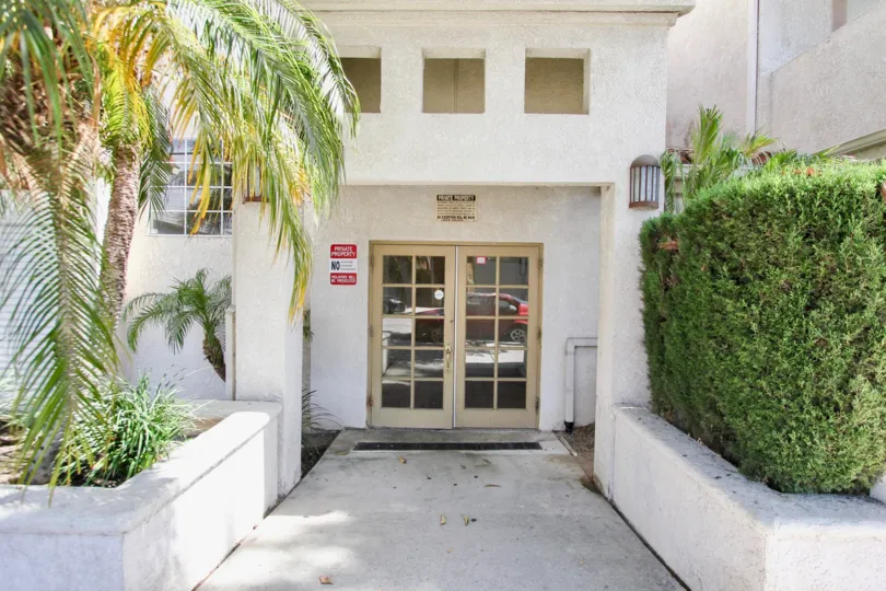 The double doors into East Park Villas