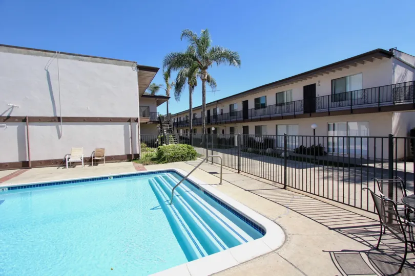 The pool stairs at Hampton Condominium