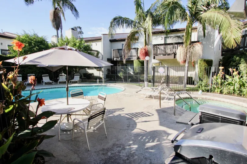 The patio at Highland Haciendas in Long Beach, California