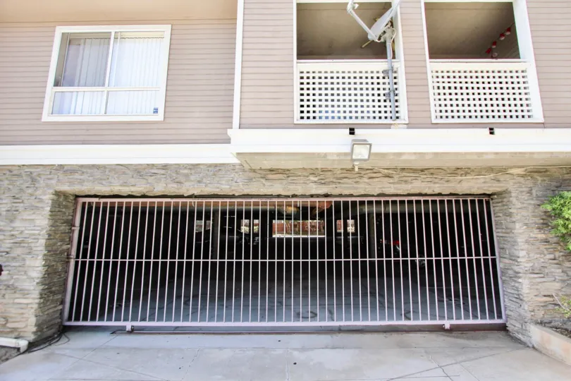 The parking garage at Loma Garden Villas in Long Beach, California