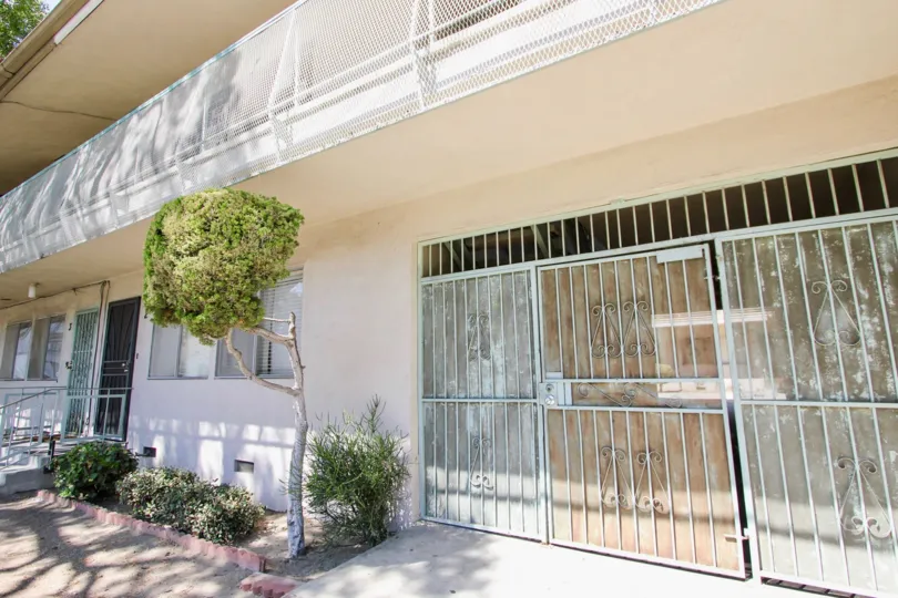 The gate entrance into Lynn Manor in Long Beach, California
