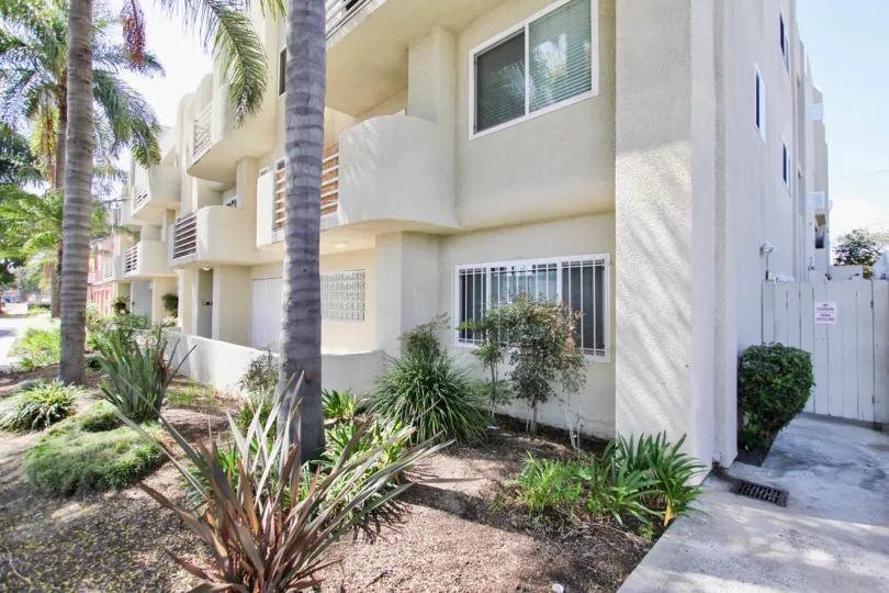 The yard in front of Meridian Condos