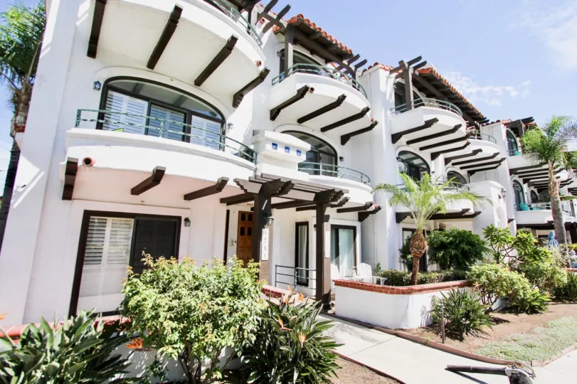 The sidewalk leading up to a unit within Oceanair