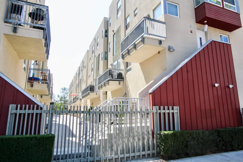 The gate into Olive Court in Long Beach, California