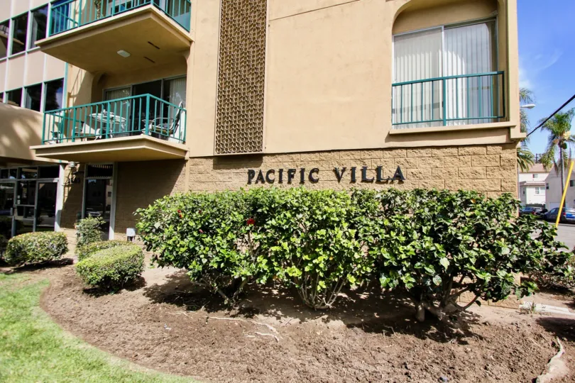 The Pacific Villa name on the building