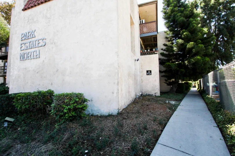 The yard to the side of Park Estates North