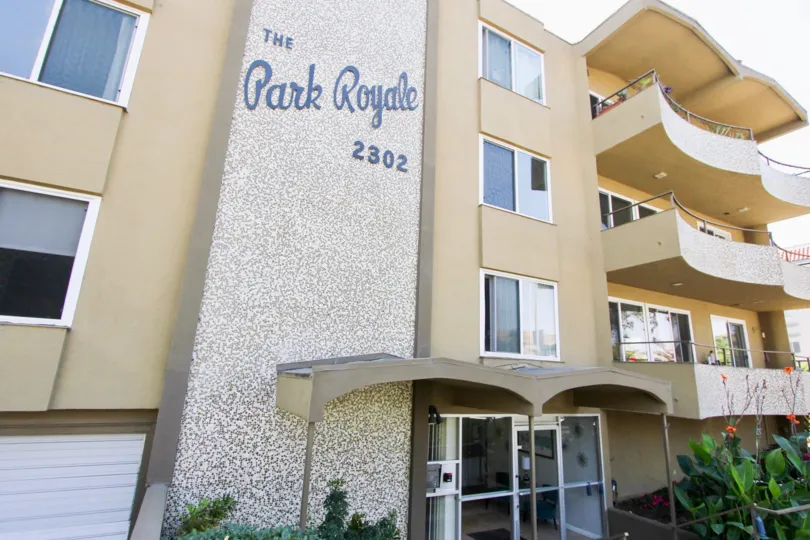 The Park Royale name on the building