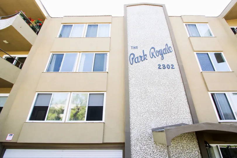 The address for the Park Royale on the building