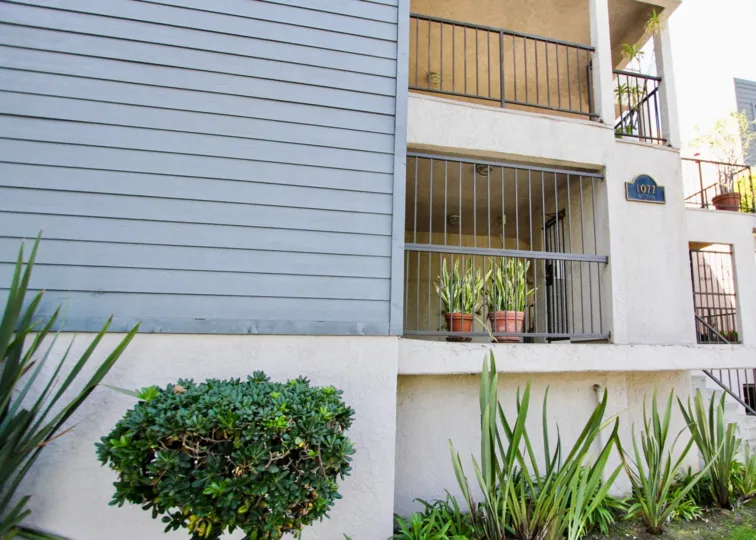 The balconies at the Park Vista in Long Beach, California