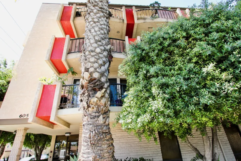 The balconies at the Plaza Redondo in Long Beach, California