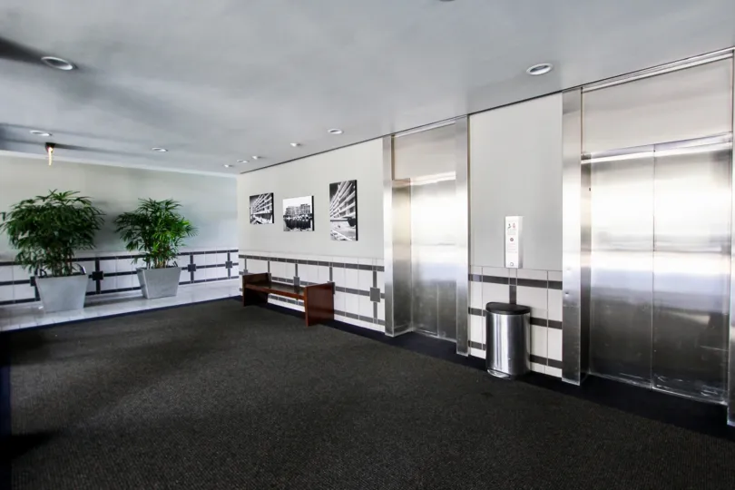 The elevators at the Portofino of Naples in Long Beach, California