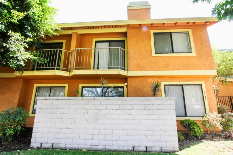 The privacy fence around Santa Fe Village units in Long Beach, California