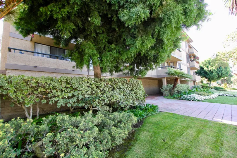 The landscaping around Second Street Condominiums in Long Beach, California