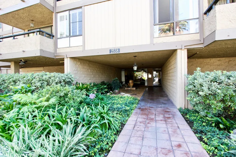 The walkway into Second Street Condominiums
