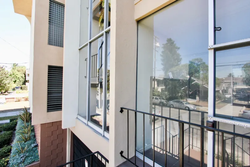 The iron rail on the Southpointe building in Long Beach, California