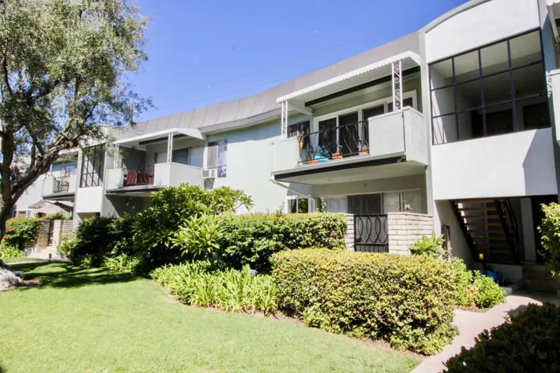 The yard in front of the Sovereign Park Estates in Long Beach, California