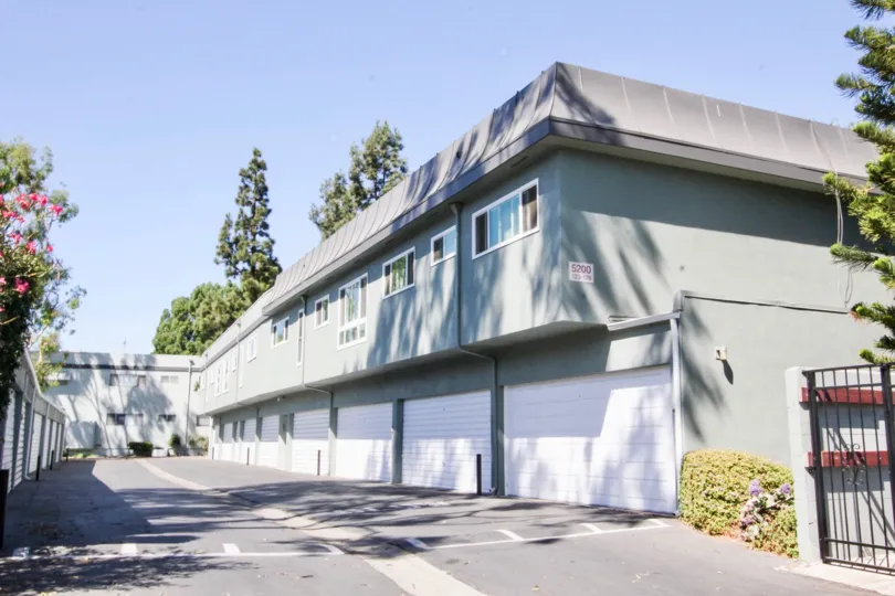 The garages at Sovereign Park Estates in Long Beach, California