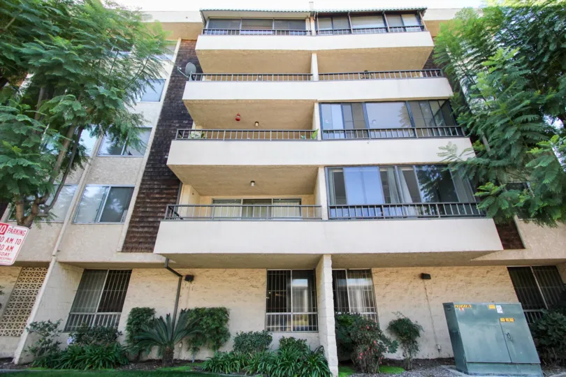 The balconies at The Knolls in Long Beach, California