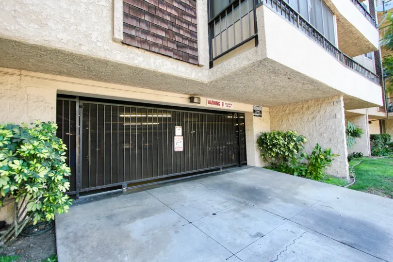 The gate into the parking garage at The Knolls